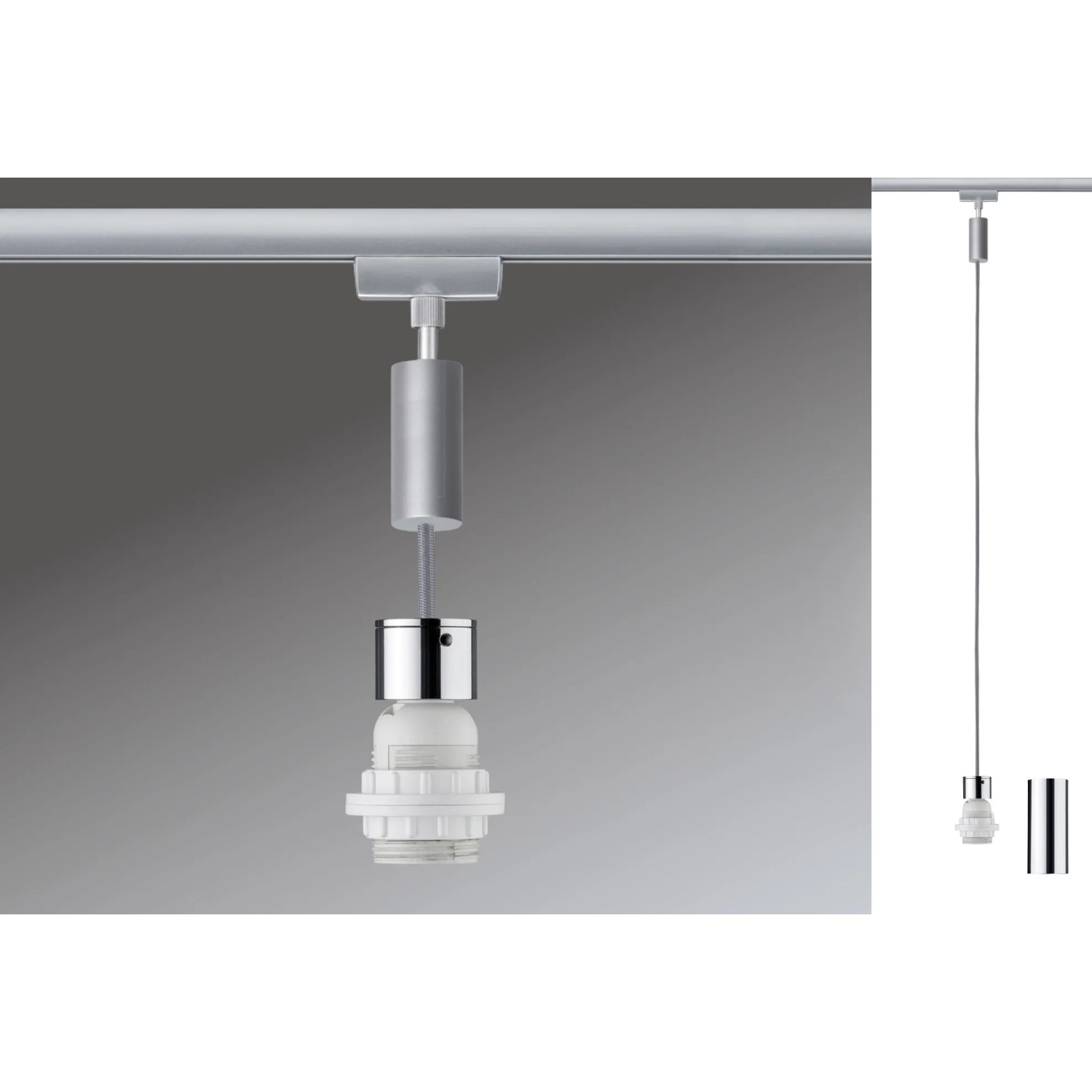 Paulmann URail 2Easy Basic Pendelleuchte, Chrom matt, für Schienensysteme.