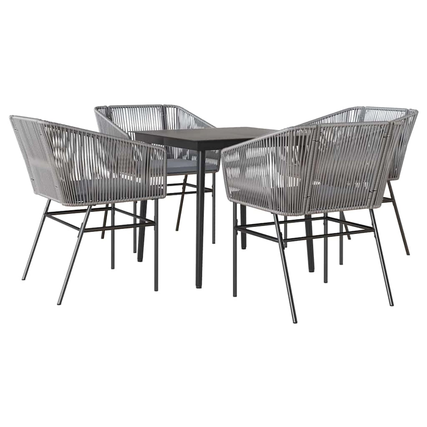 vidaXL 5-Tlg Garten-Essgruppe mit Kissen Grau Poly Rattan Glas 3334528 günstig online kaufen
