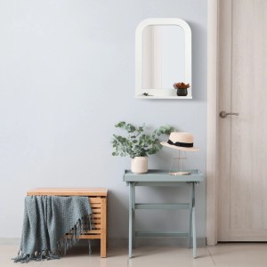Relaxdays Badezimmerspiegel MDF Glas Weiß mit Ablage 54 cm x 38 cm x 8,5 cm 2,3 kg