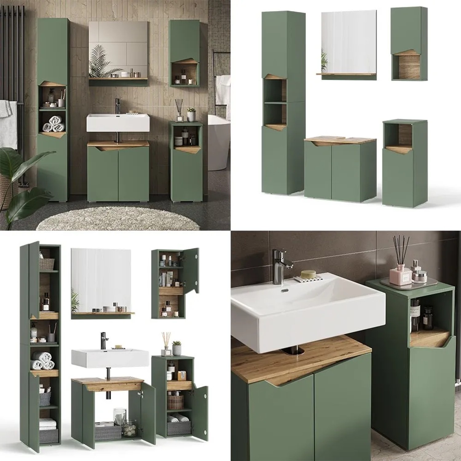 Vicco Badmöbel Set Marelle Grün/Artisan 5-teilig kaufen bei OBI