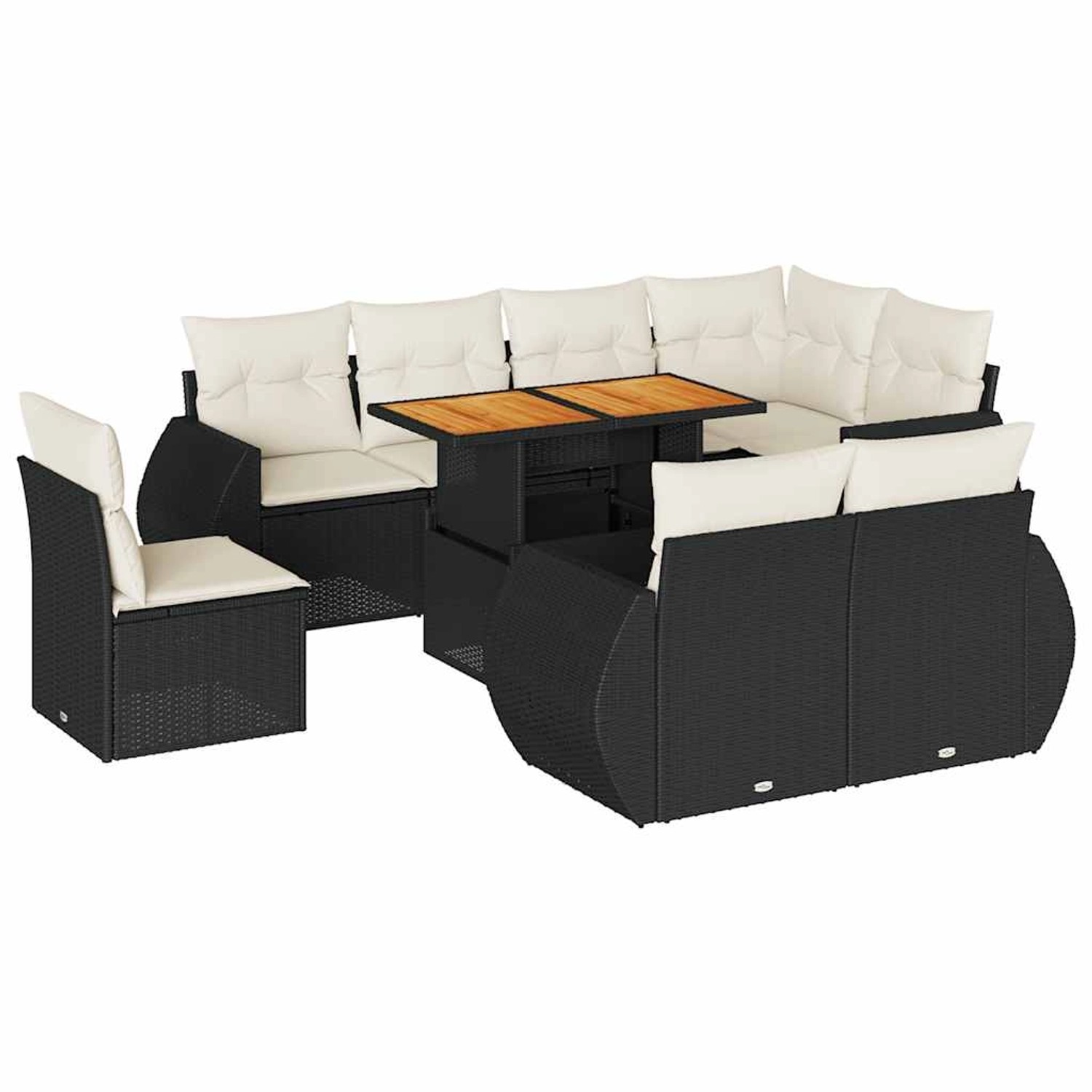vidaXL 9-Tlg Garten-Sofagarnitur mit Kissen Schwarz Poly Rattan 3327276 günstig online kaufen