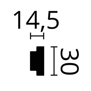 Querschnitt Wandleiste Modern 4: 14,5 mm x 30 mm Zierprofil.