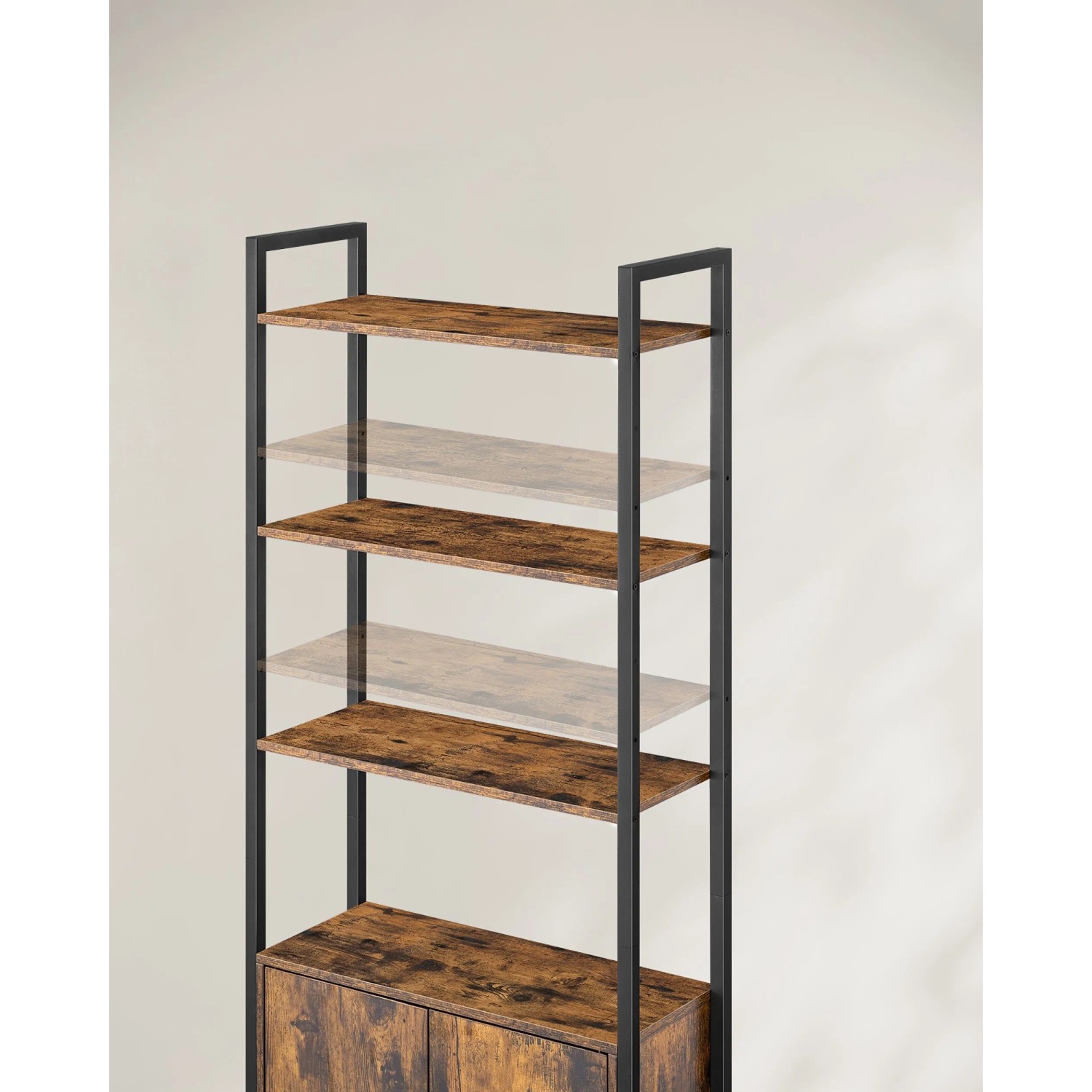 Vasagle Bücherregal, 159,5 cm hoch, braun-schwarz, mit offenen Regalen und Schrankfach.