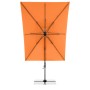 Orange, rechteckiger Ampelschirm 300x220 cm mit Kurbelmechanik. Schwarze Rahmenstruktur sichtbar.