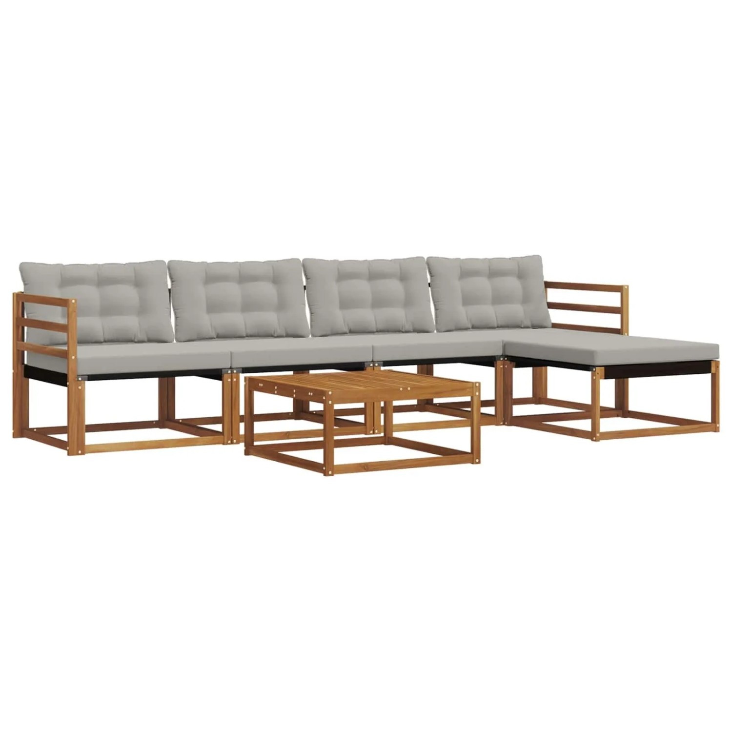 vidaXL Outdoor-Sofagarnitur mit Kissen 6-Tlg Natur und Hellgrau 3369374