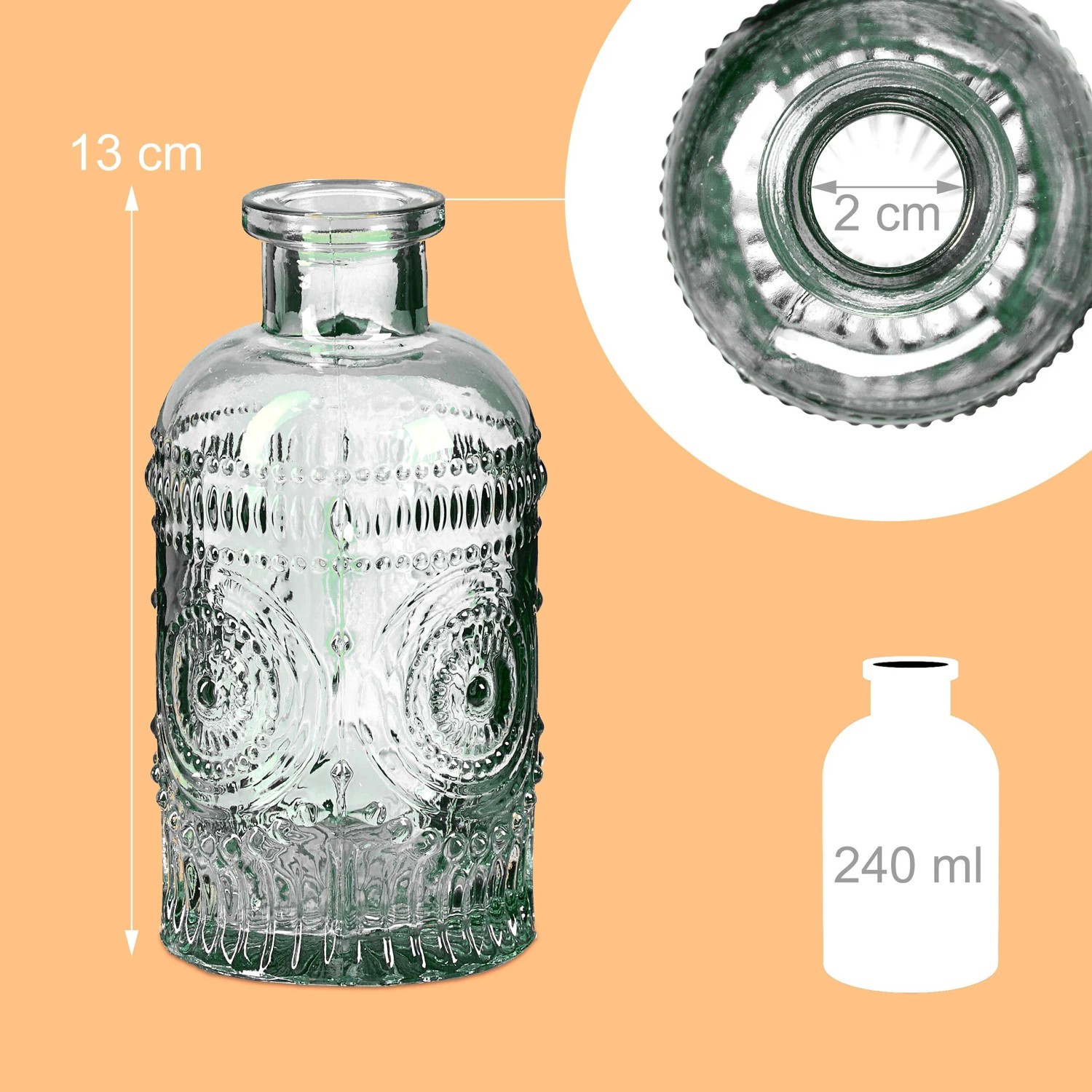 Relaxdays Glasvasen 12er Set Glas Transparent 13 cm x 6 cm 200 g_4
