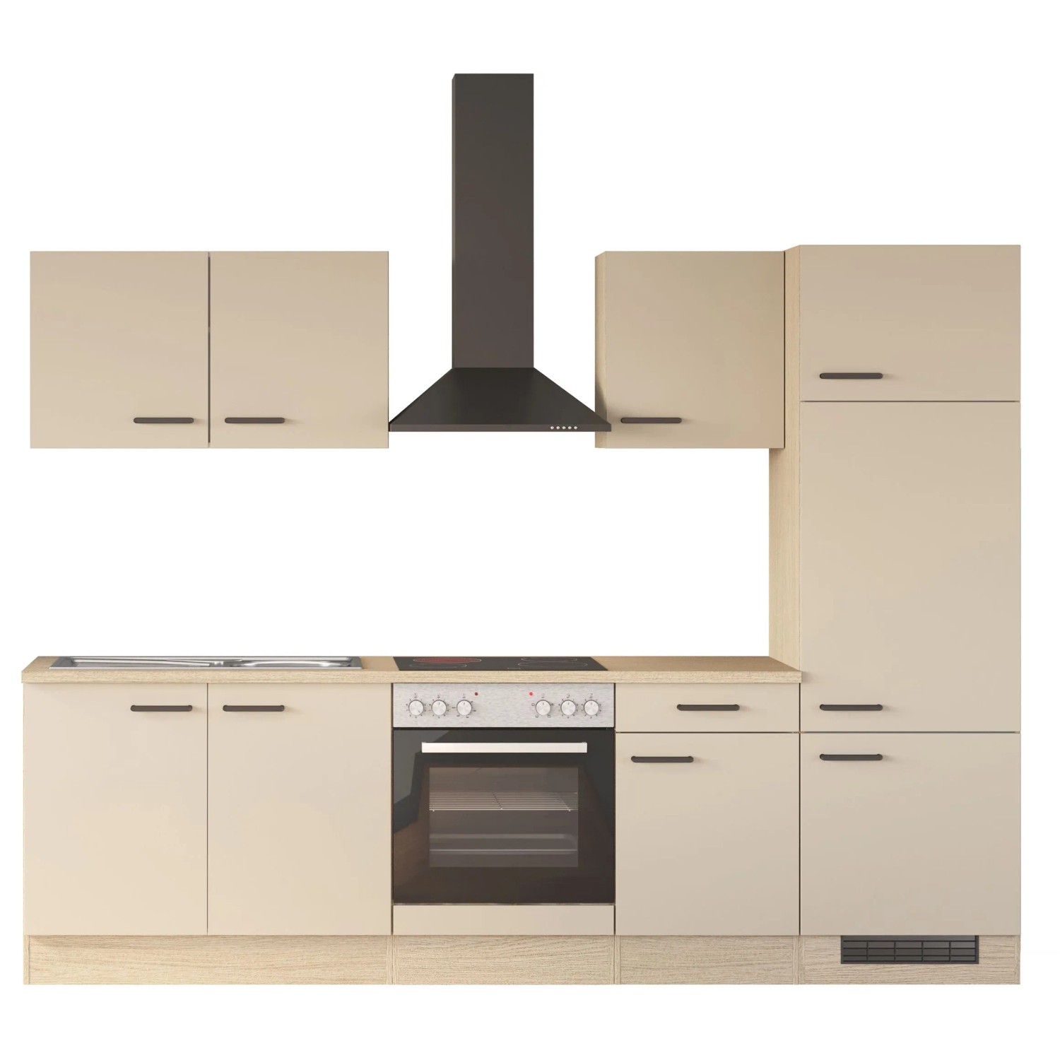 Flex-Well Exklusiv Küchenzeile 2207 Creso 270 cm Cashmere Matt - Provence Oak