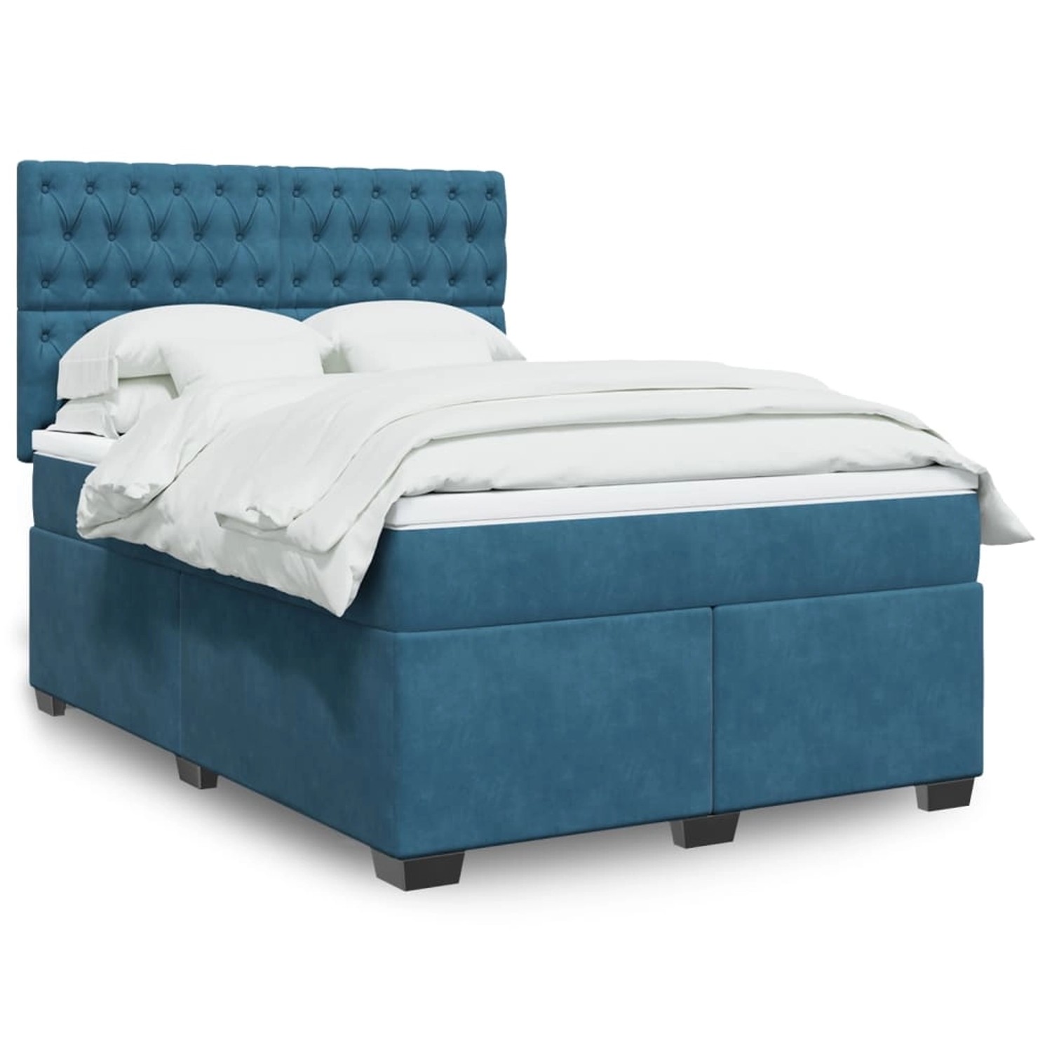 vidaXL Boxspringbett mit Matratze Blau 160x200 cm Samt 3293264 günstig online kaufen