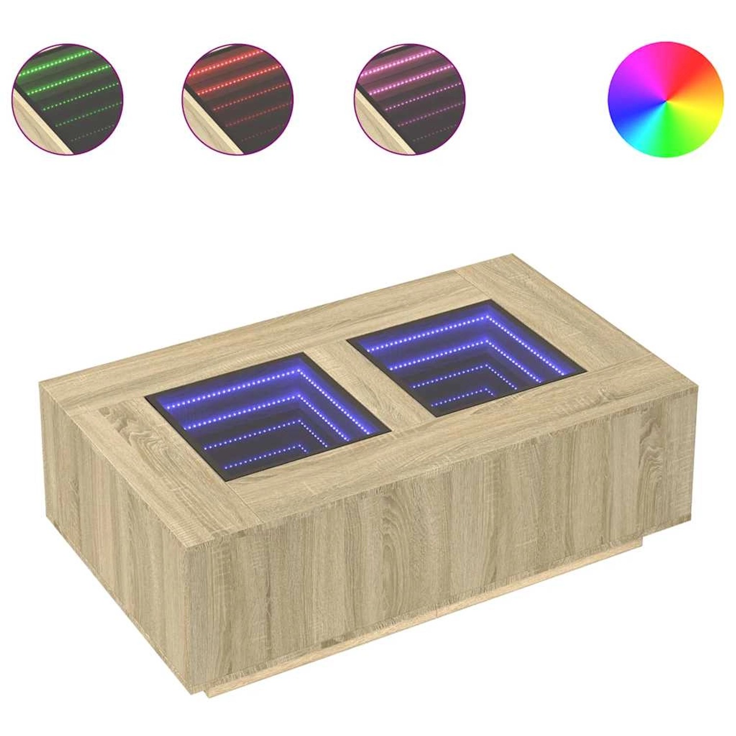 vidaXL Couchtisch mit Infinity-LED Sonoma-Eiche 116x69x40 cm 3284058 günstig online kaufen