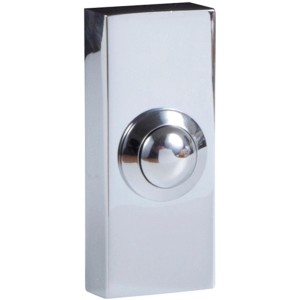 Byron Klingeltaster Chrom, silberner, kabelgebundener Türknopf für die Wandmontage.