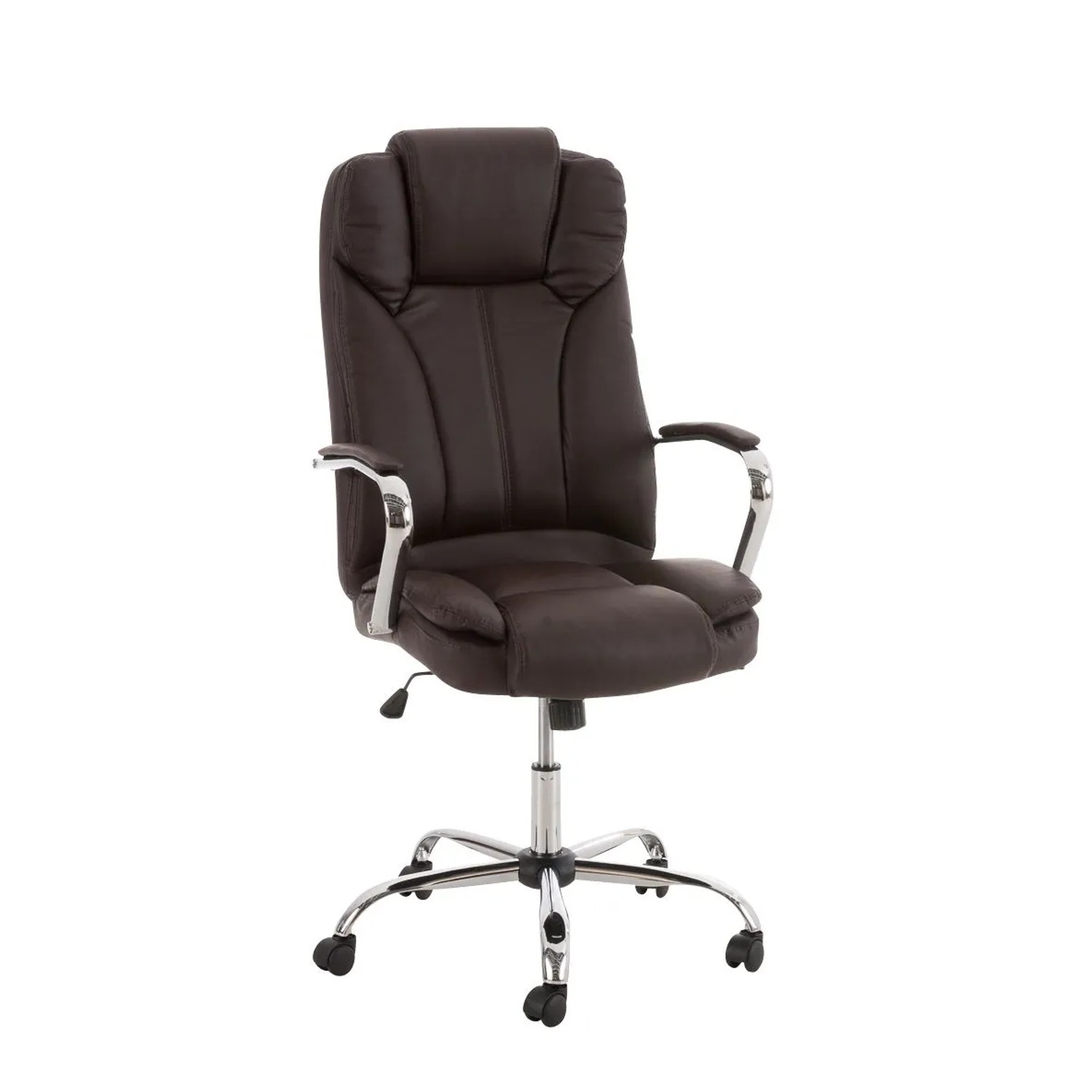 DELUKE Bürostuhl JUBEL 115x62x70 Braun Kunstleder Metall In Chromoptik Gestell Ergonomische Bürostühle Homeoffice Stuhl