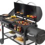El Fuego 3in1 Kombigrill Sierra: Gas-, Kohle- & Smoker-Grill mit 3 Brennern und Seitenbrenner, schwarz.