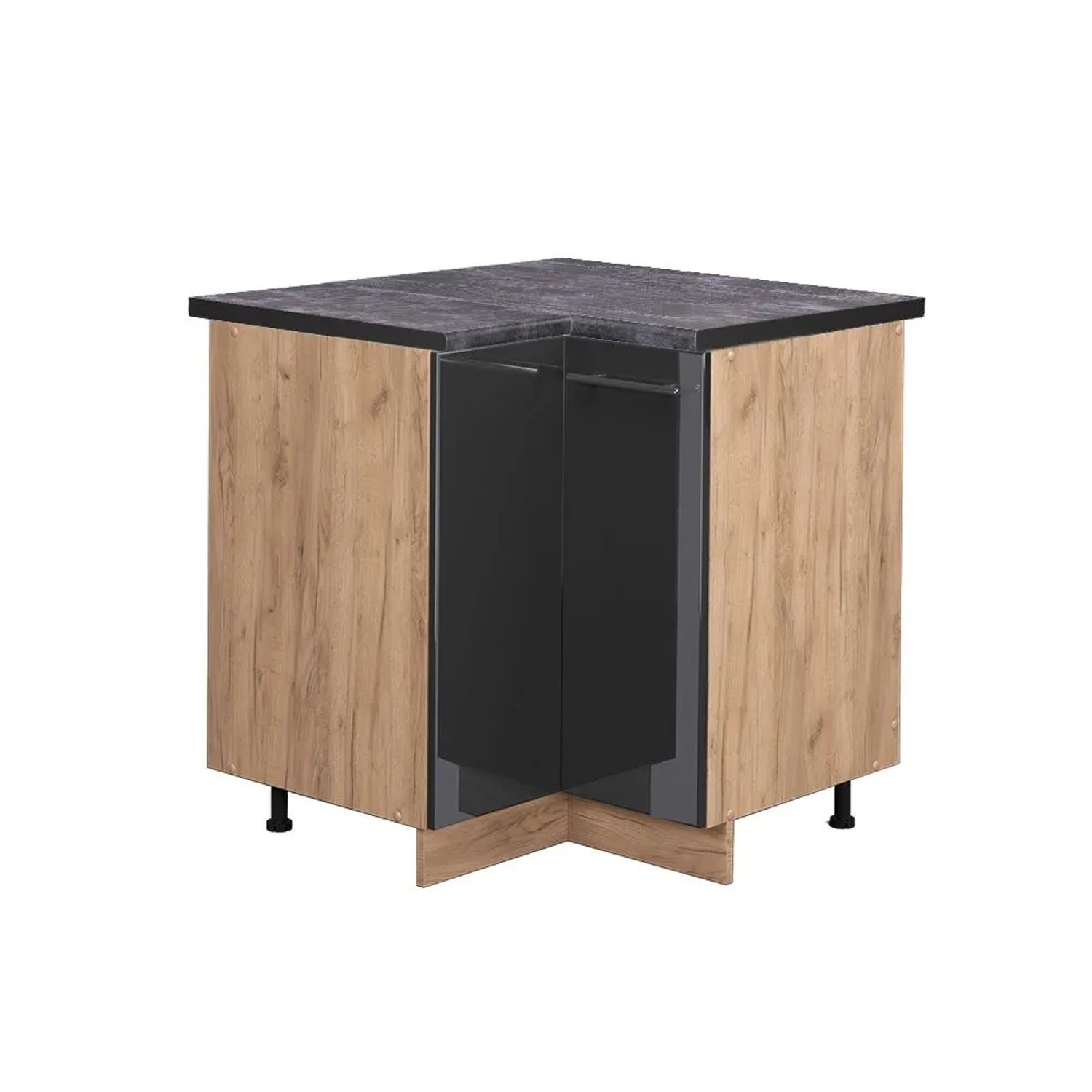 Vicco Eckunterschrank Fame-Line Anthrazit Hochglanz Goldkraft Eiche 81 cm AP Anthrazit