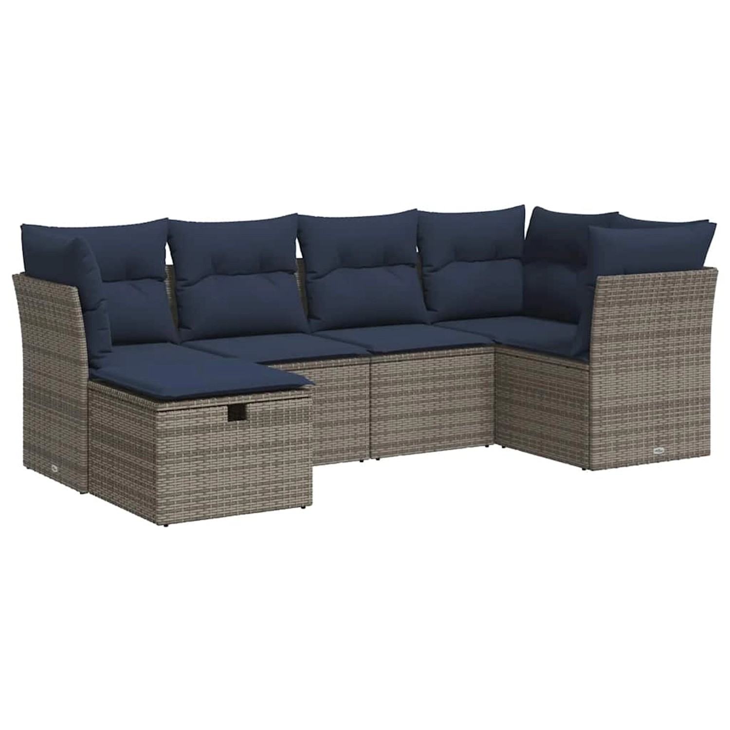 vidaXL 6-Tlg Garten-Sofagarnitur mit Kissen Grau Poly Rattan 3325287 günstig online kaufen