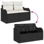 vidaXL Gartenmöbel Sofa-Set, 6-teilig, schwarz, Poly Rattan, mit Stauraum unter den Sitzen.