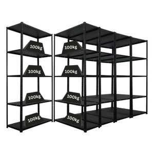 PROREGAL Mega Deal 5x Schraubregal Haldor HxBxT 180x90x40cm Fachlast 100 kg Schwarz