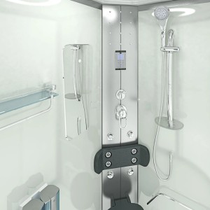 AquaVapore Duschkabine D60-70M2L, 120x80 cm mit Regendusche, Handbrause und Massagedüsen.