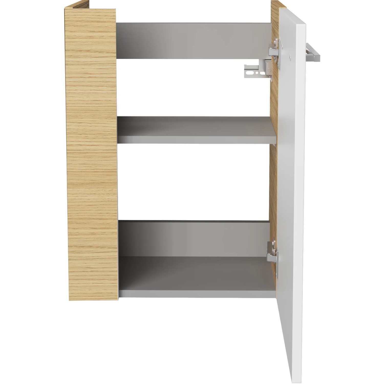 Offener Fackelmann Waschbeckenunterschrank SBC Sandeiche, 44 cm breit, mit Einlegeböden.
