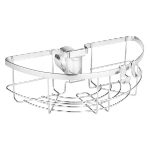 Wenko Duschstangencaddy Floresta, runde Duschablage aus verchromtem Edelstahl mit Haken.