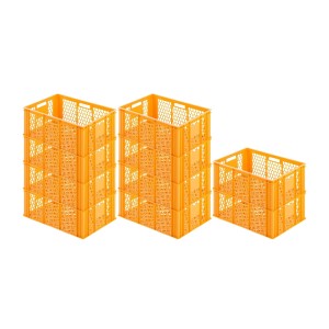 SparSet: 10 gelb-orange Bäckerkisten (40x60x25cm), stapelbare Eurobehälter für Bäckerei & Konditorei.