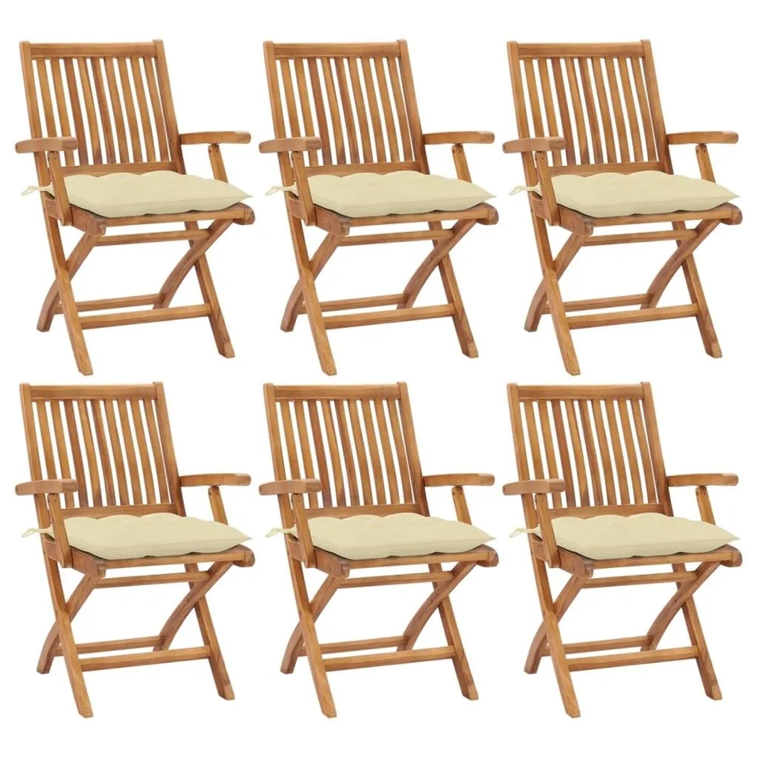 vidaXL Klappbare Gartenstühle mit Kissen 6 Stk Massivholz Teak 3072767
