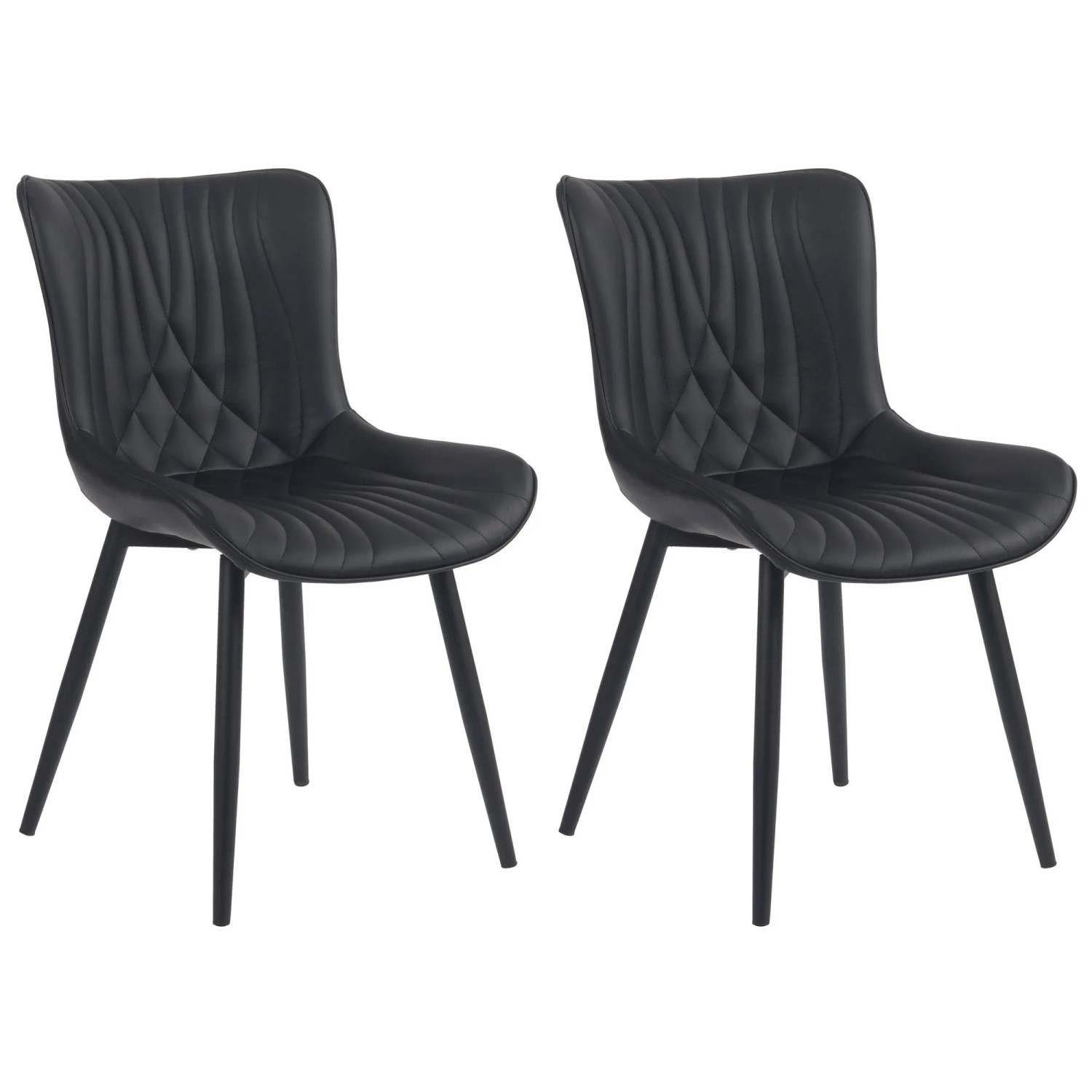 DELUKE 2er Set Stühle KELCE Kunstleder 80,5x50x62cm Schwarz Kunstleder Metall Gestell Stühle Esszimmerstühle Esstisch Küchenstuhl