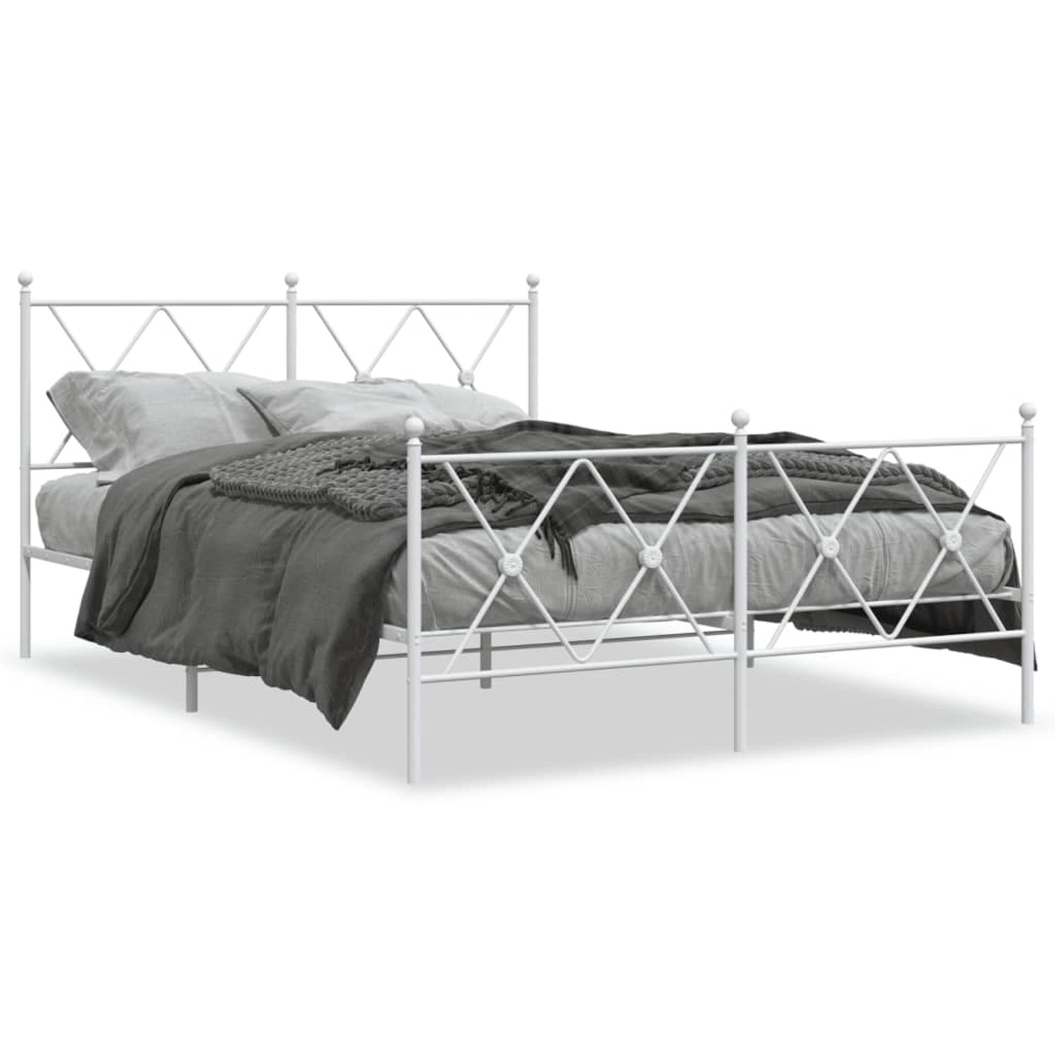 vidaXL Bettgestell mit Kopf- und Fußteil Metall Weiß 140x190 cm 376569 günstig online kaufen