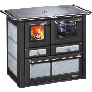 Westminster Küchenofen K85 F/R Naturstein, 6 kW, mit Kochplatte und Backofen.