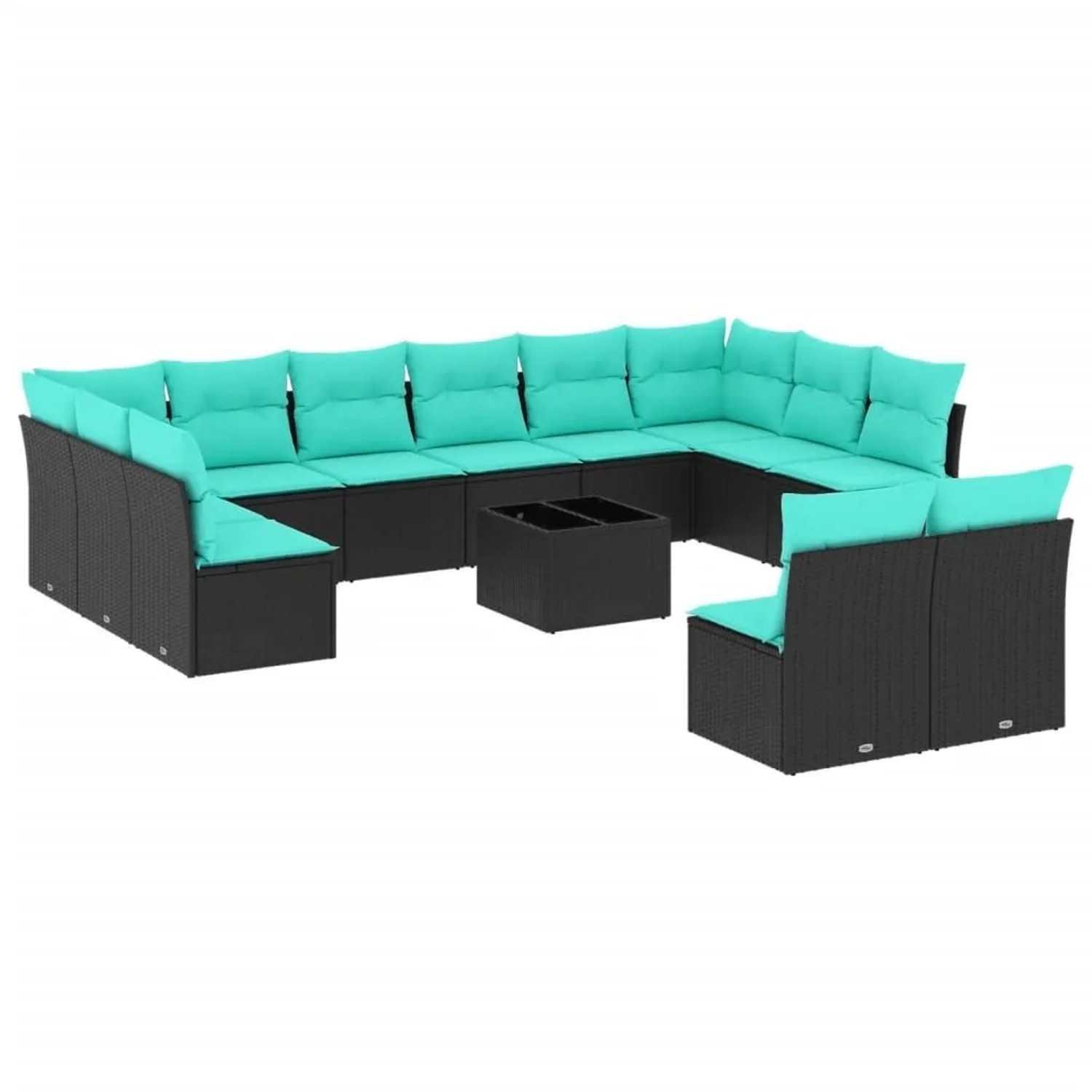 vidaXL 13-Tlg Gartensofa-Set mit Kissen Schwarz Polyrattan 3218377 günstig online kaufen