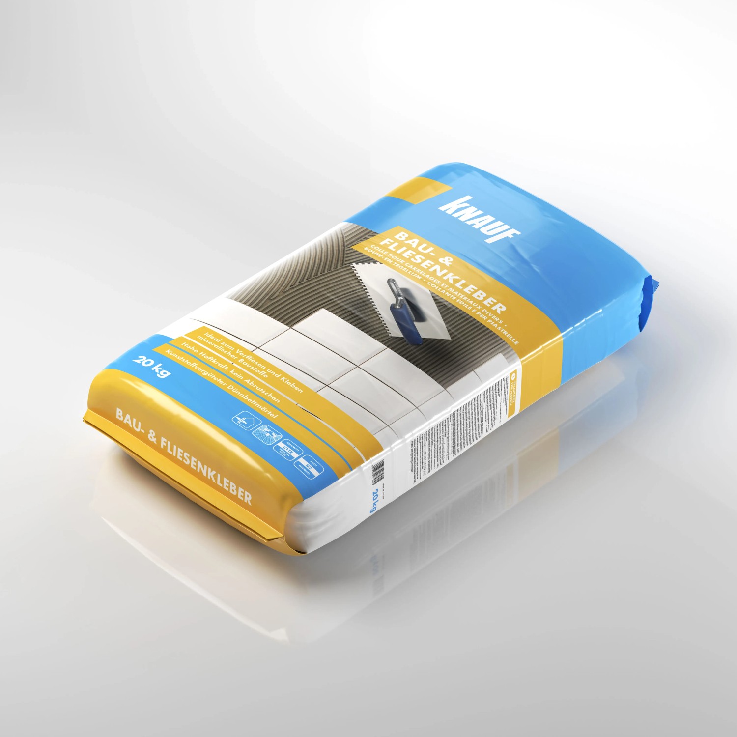 Knauf Bau- & Fliesenkleber Grau, 20 kg Sack. Fliesenkleber für keramische Fliesen.
