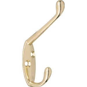 Glänzender Messing Wandhaken 745 aus Metall für die Wandmontage.