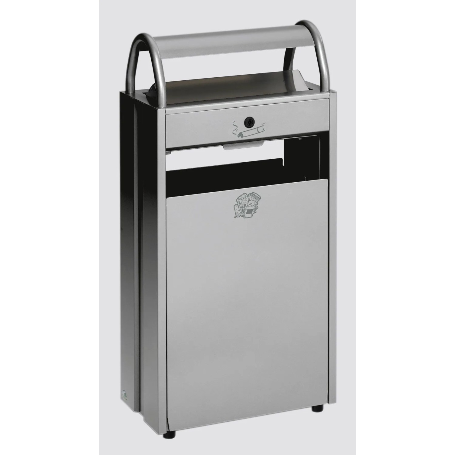 PROREGAL Kombiascher Mit Schloss Und Blenden 60 Liter HxBxT 98 x 48,5 x 26,5 cm Stahl Silber