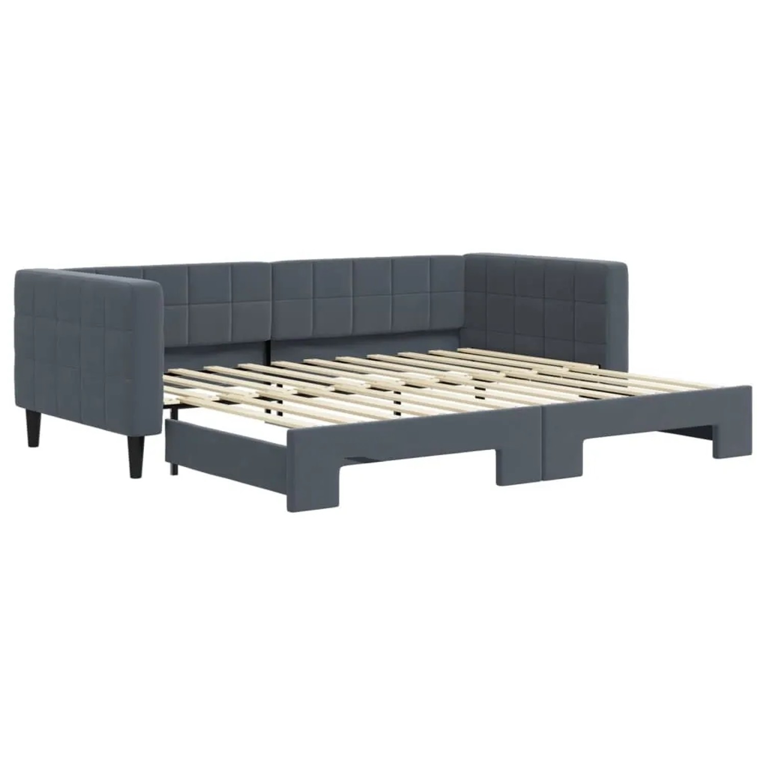 vidaXL Tagesbett Ausziehbar Dunkelgrau 90x200 cm Samt 3196692