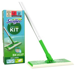 Swiffer Bodenwischer Starter-Set mit Trocken- und Feuchttüchern für die Reinigung.