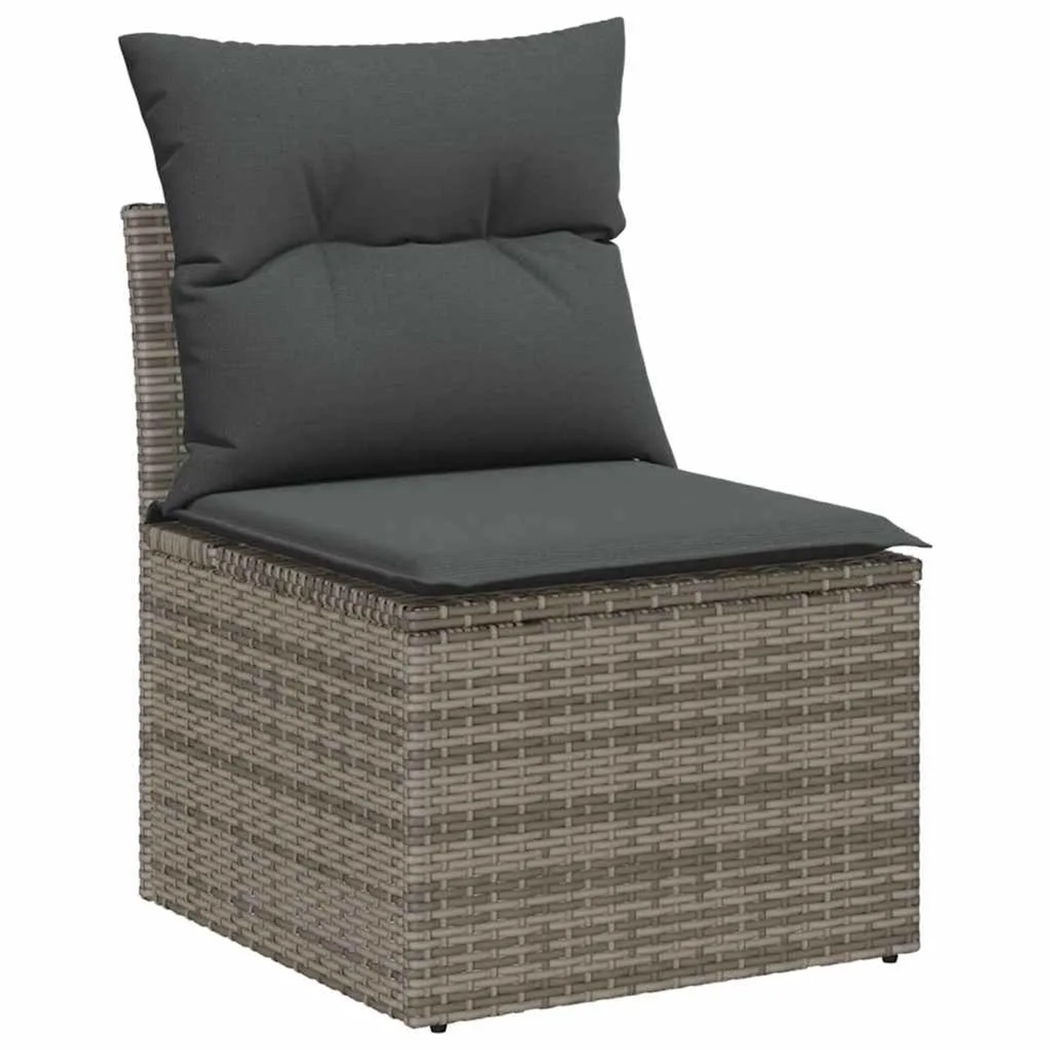 vidaXL Gartenmöbel: Graues Sofa-Element mit Kissen aus Poly Rattan.