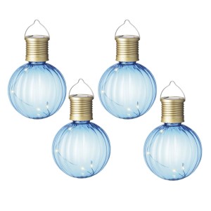 Marelida LED Solar Glühbirne Kugelleuchte Solarleuchte Terrasse Balkon Garten Blau 4St