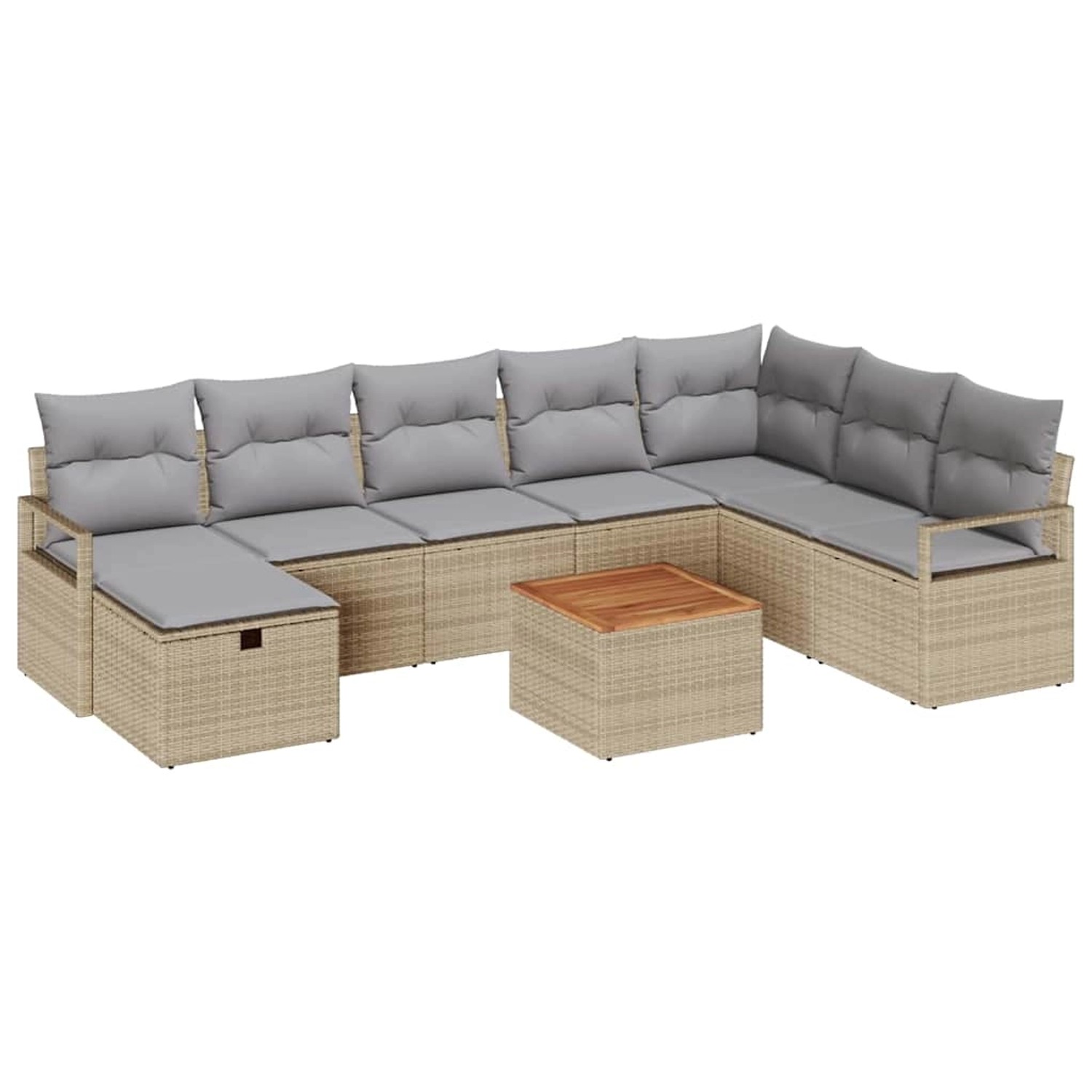 vidaXL Garten-Sofa-Set mit Kissen mit Speicher 9-Tlg Beige Poly Rattan 3360 günstig online kaufen