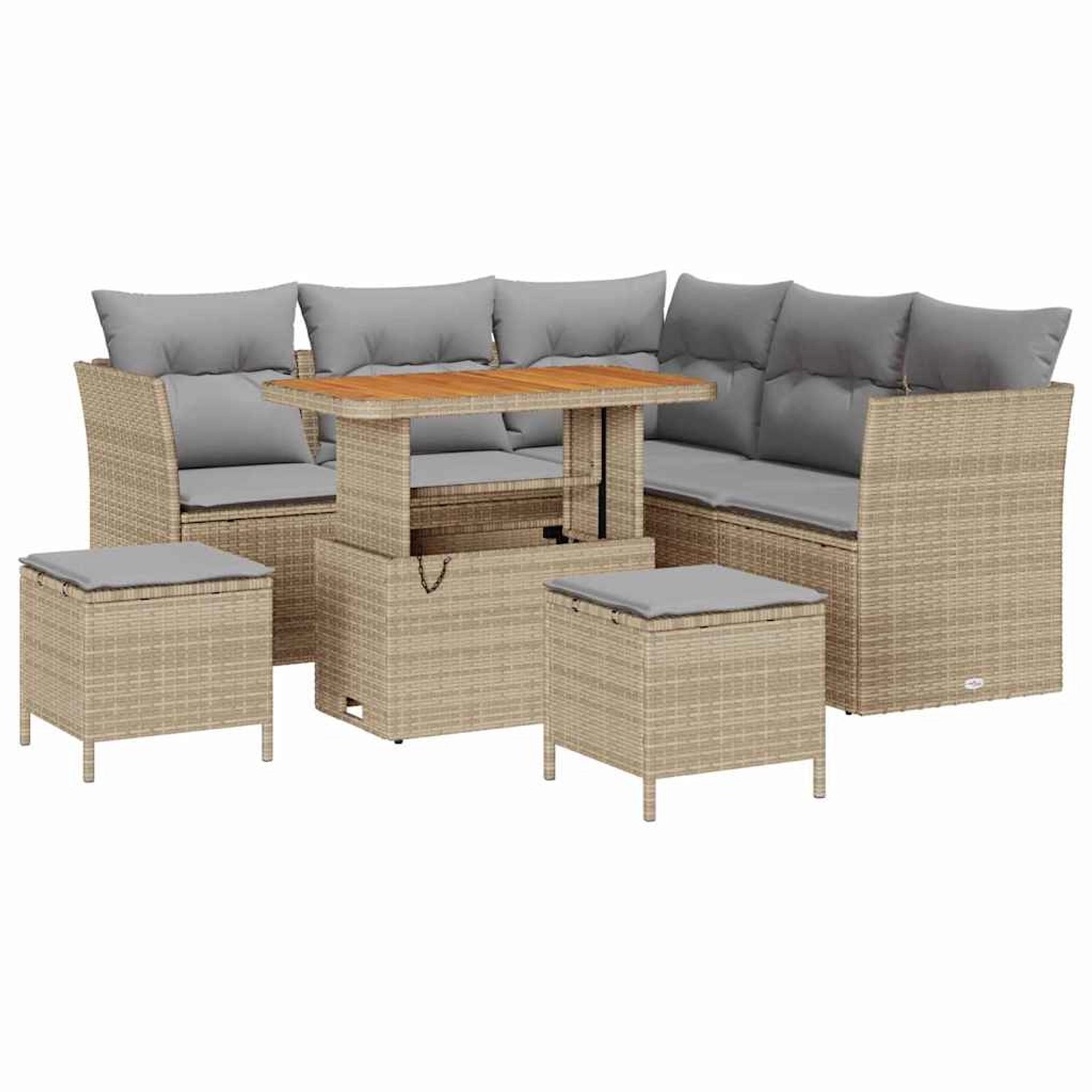 vidaXL 8-Teiliges Garten-Sofa-Set mit Kissen in Beige aus Poly Rattan und A günstig online kaufen