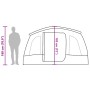Maßzeichnung des vidaXL Tunnel-Familienzeltes, 183 cm hoch, mit Person zur Größenreferenz. Campingzelt für 8 Personen.