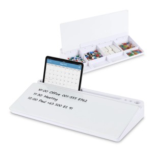 Relaxdays Schreibtischorganizer Kunststoff Glas Weiß Mit Whiteboard 40 cm x 18 cm x 5,5 cm 1 kg