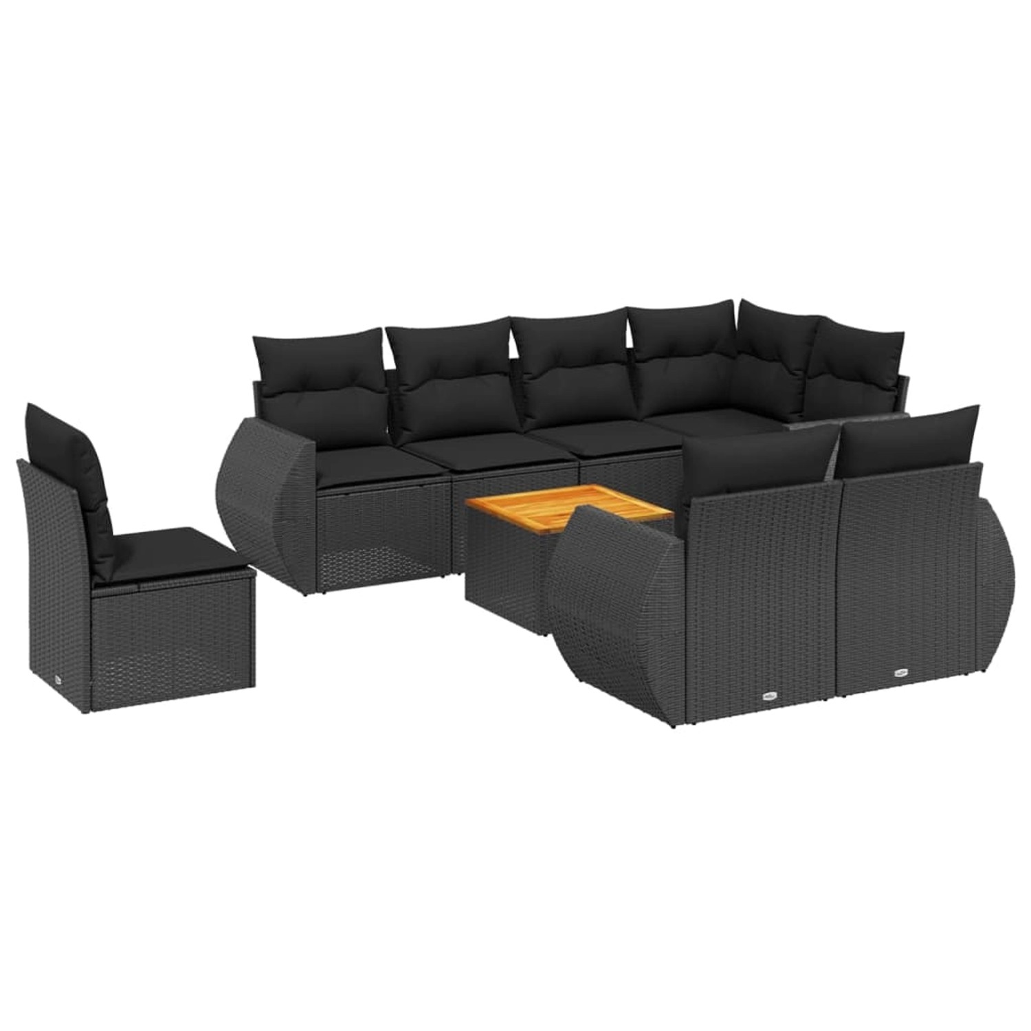 vidaXL 9-Tlg Garten-Sofagarnitur mit Kissen Schwarz Poly Rattan 3225096 günstig online kaufen