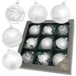 Krebs Glas Lauscha GmbH Christbaumkugeln Weihnachtskugeln Glas Ø 8 cm 9 Stück silber
