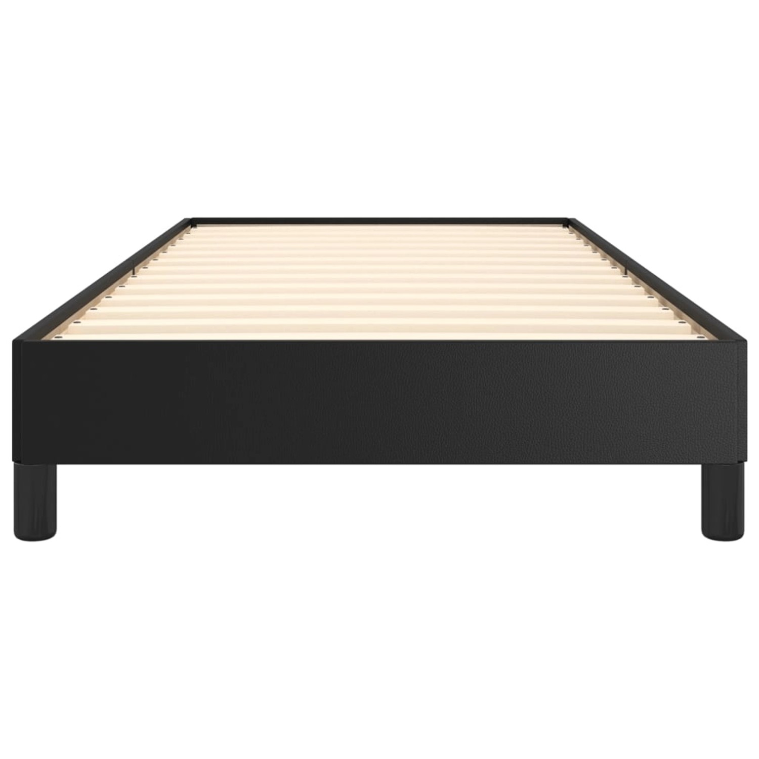 Schwarzes vidaXL Bettgestell (90x190 cm) aus Kunstleder mit Lattenrost. Bett für erholsamen Schlaf.