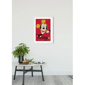 Komar Wandbild Mickey Mouse Glass, 30x40 cm, im weißen Rahmen. Dekoratives Bild für Kinderzimmer.