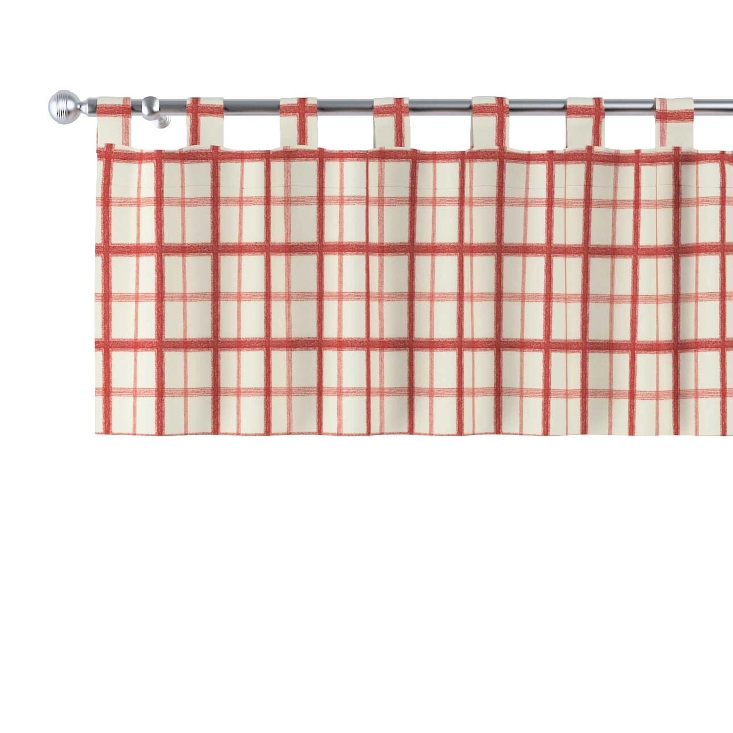 Dekoria Kurzgardine mit Schlaufen aus Stoffkollektion Avinon in Rot-Creme in 130 x 40 cm