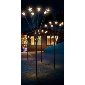 Mojawo 4 Stück LED Gartenleuchtstäbe 24 Sterne Warmweiß Sternenstäbe Weihnachtsdeko