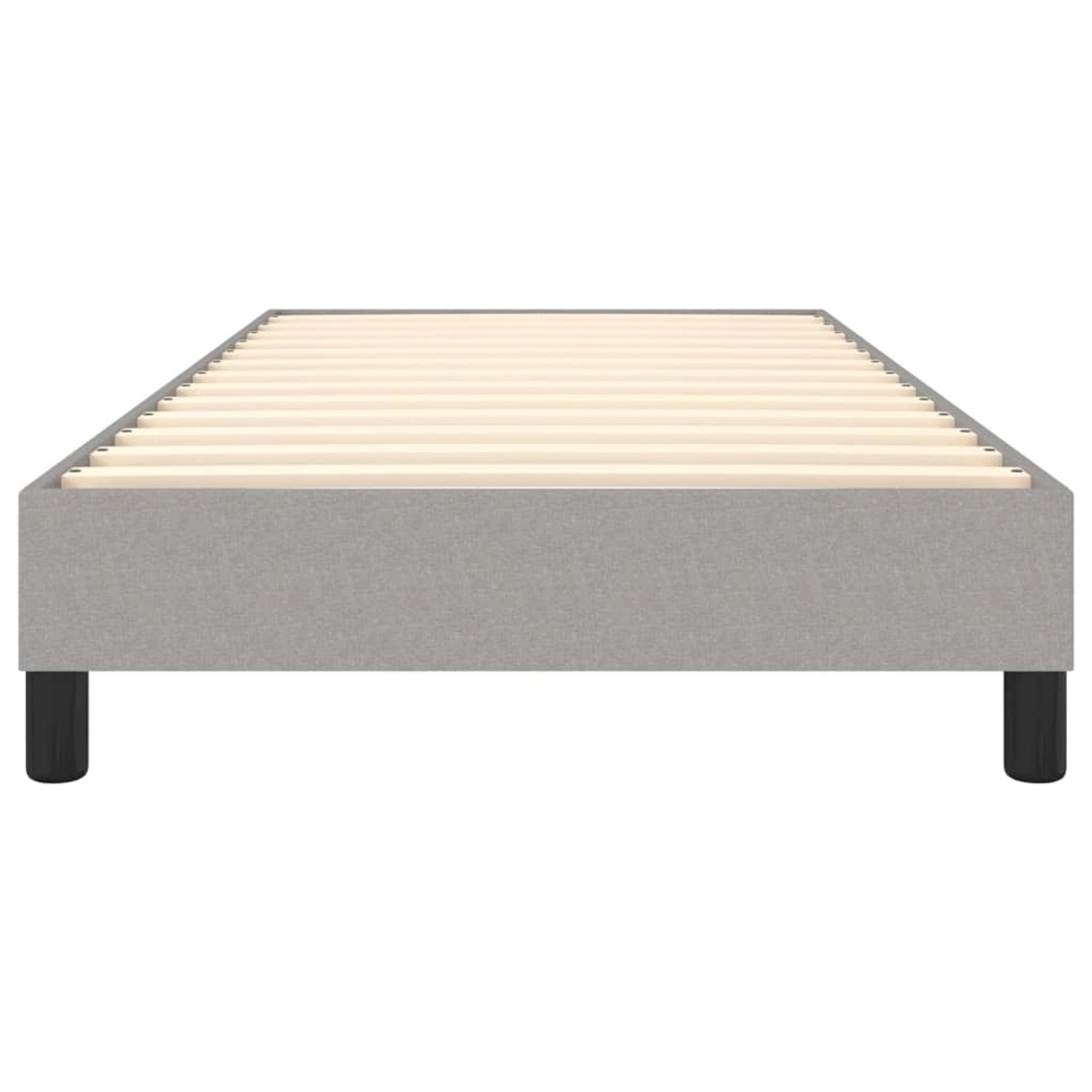 Hellgraues vidaXL Boxspringbett, 90x190 cm, Stoffbezug und Holzlattenrost.