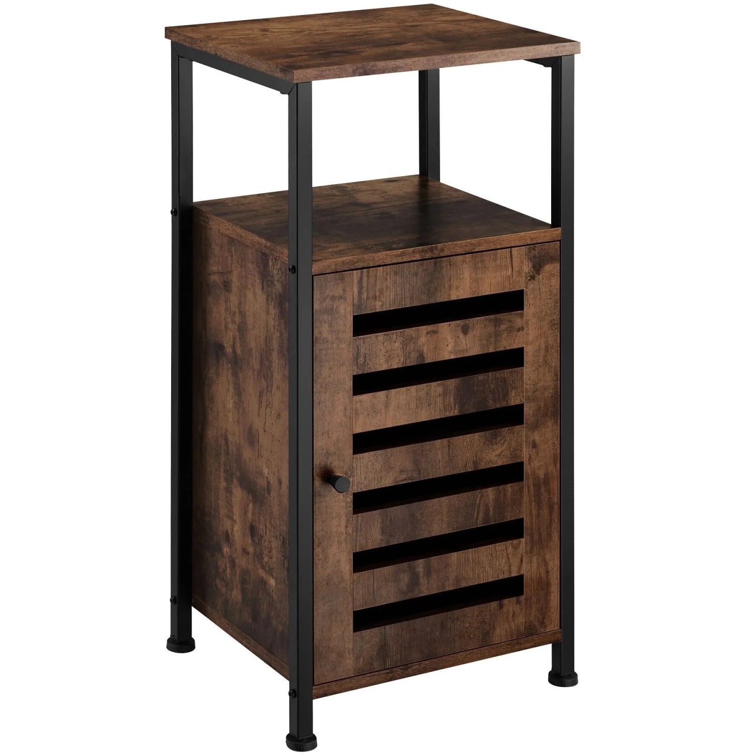 Tectake Beistellschrank Durham Industrial Style Holz und Stahl  31 50 x 38 50 x 81 cm Industrial Holz Dunkel  Rustikal