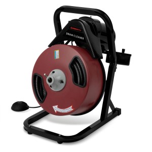 EBERTH elektrische Rohrreinigungsspirale mit 20m Spirale und 400W Motor auf einem schwarzen Rahmen.