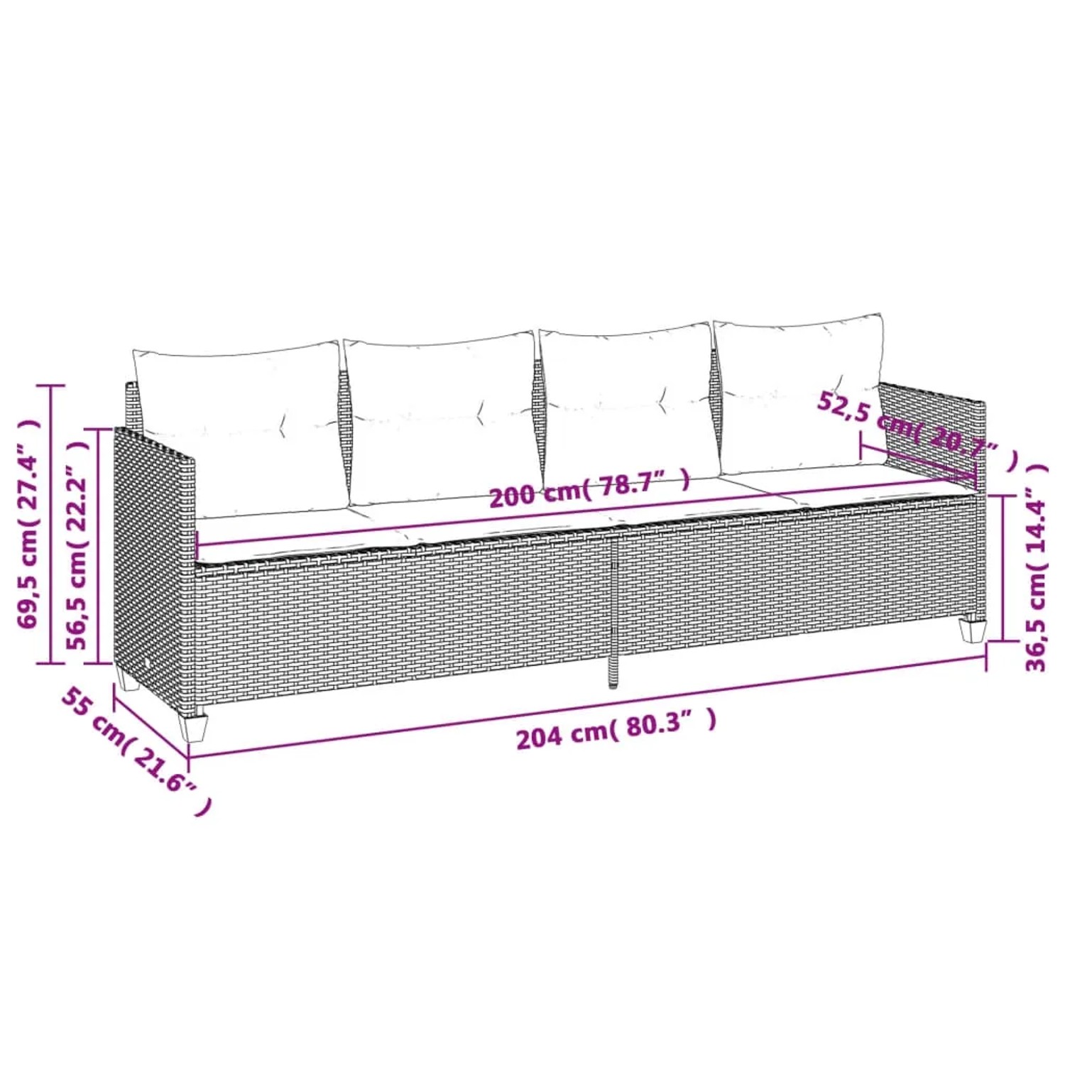 Hellgraue 5-tlg. vidaXL Garten-Sofagarnitur aus Polyrattan mit Kissen. Gartenmöbel für Terrasse und Garten.